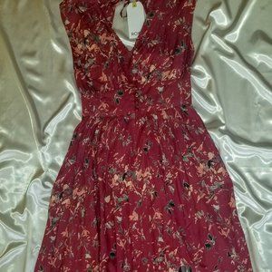 Roxy Retro Poetic Sleeveless Midi Dress Blood Red